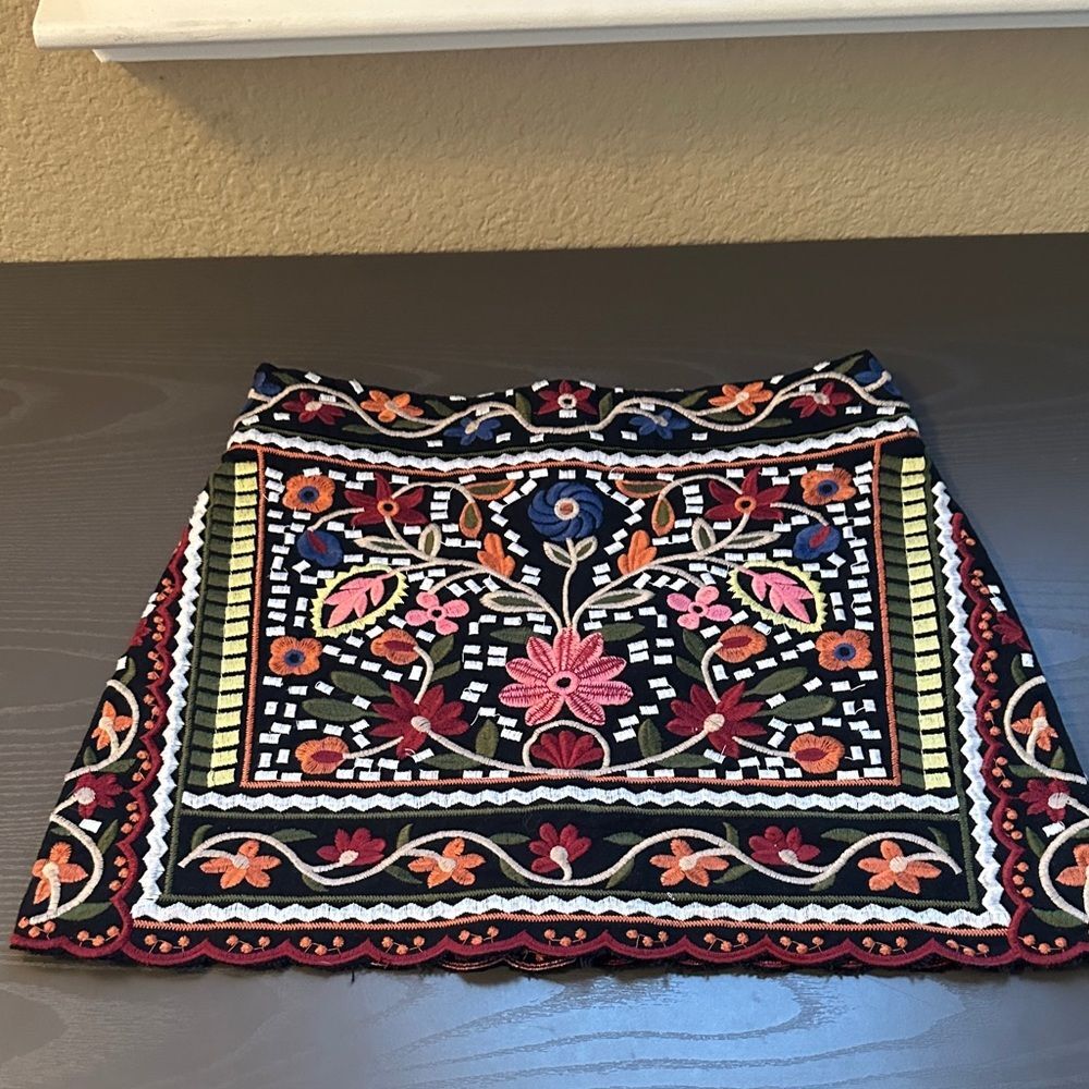 Colorful Embroidered Boho Mini Skirt Fits like a size xsmall (0/2) Festival